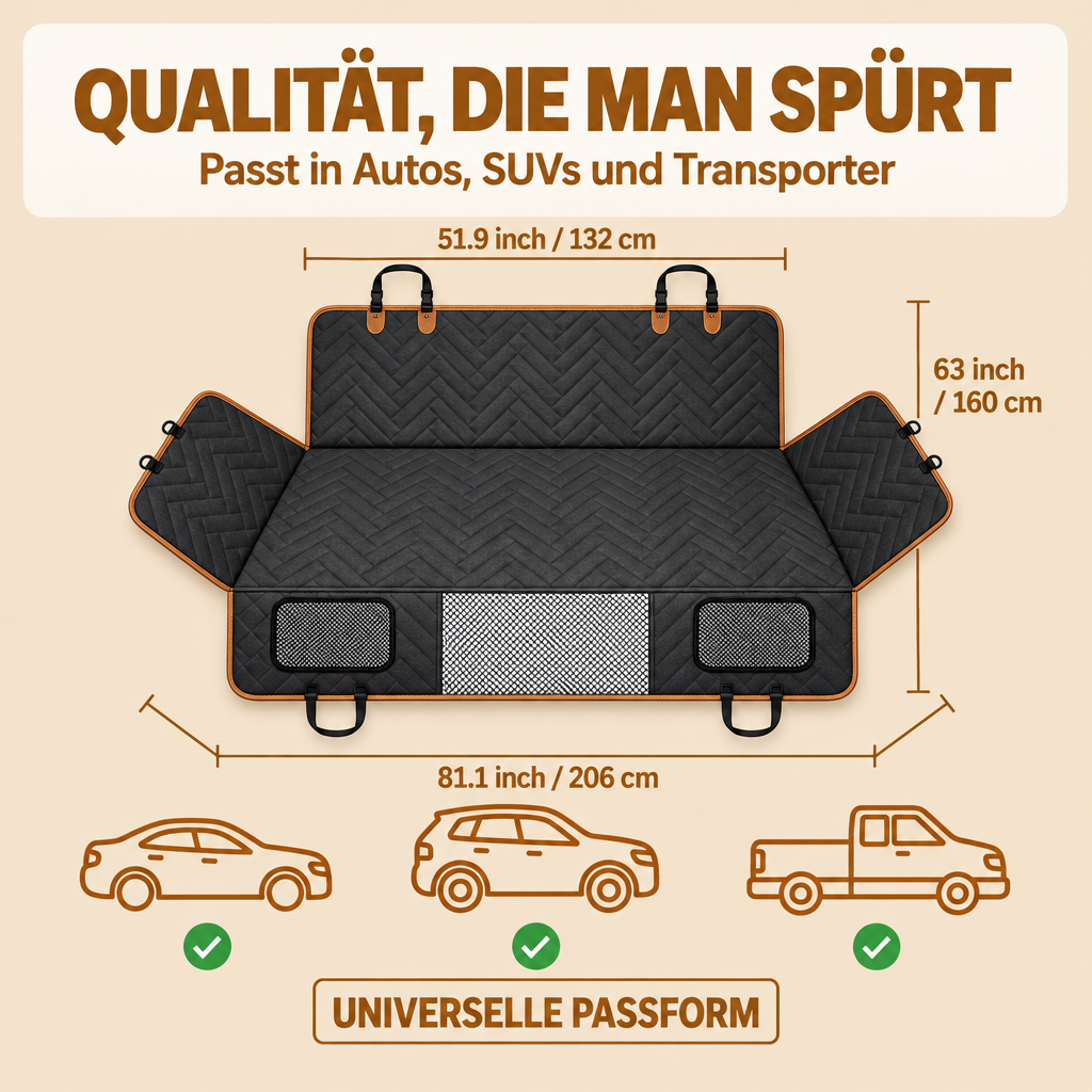 Festpfote™ Hundeliege fürs Auto mit festem Boden